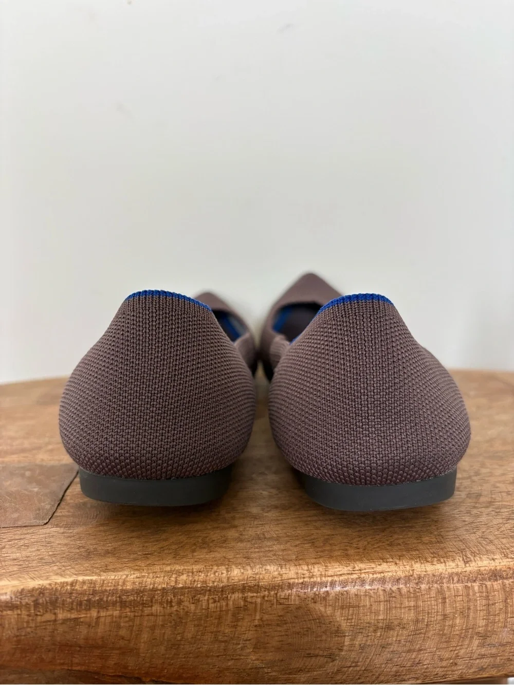 Rothy’s Pointed-Toe Flats Taupe Blue Trim Size 8